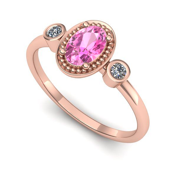 Inel de logodna din aur roz cu safir roz