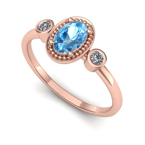 Inel din aur roz cu topaz blue