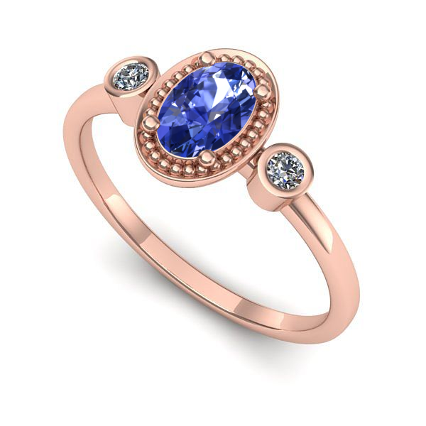 Inel logodna din aur roz cu tanzanit