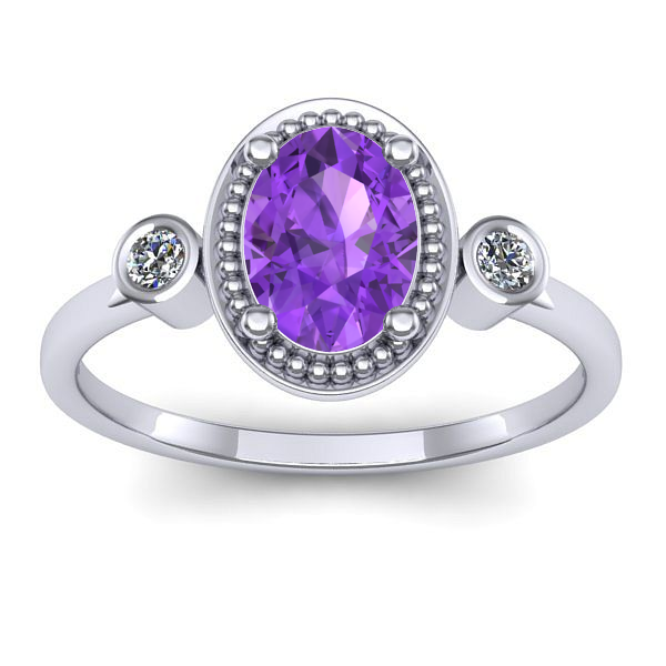 Inel de logodna cu ametist oval