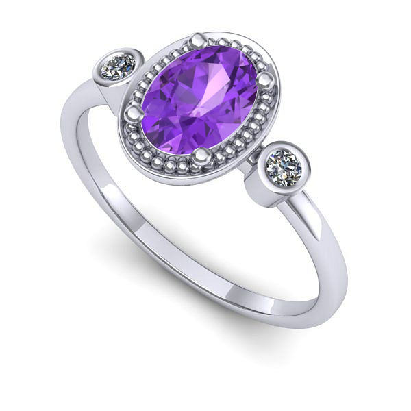 Inel de logodna din aur alb cu ametist