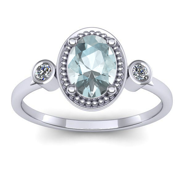 Inel de logodna cu aquamarin oval