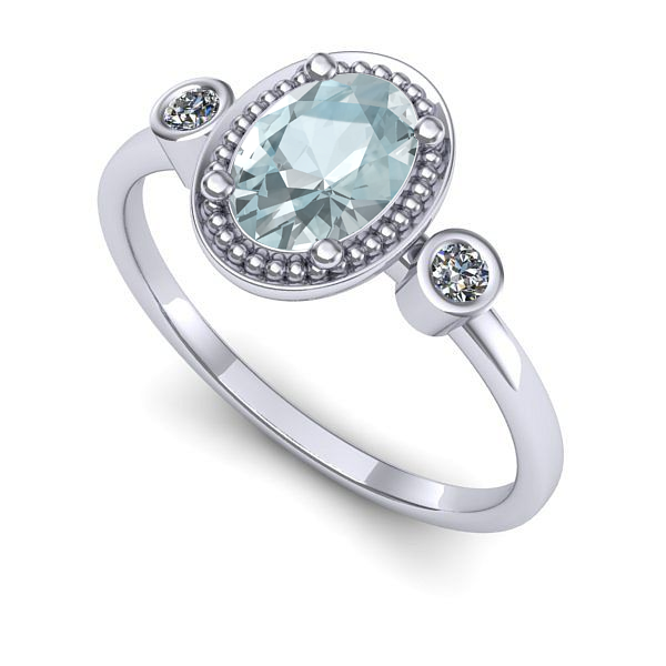 Inel din aur alb cu aquamarin