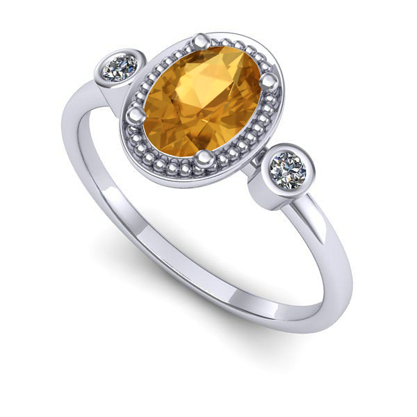 Inel logodna din aur alb cu citrin