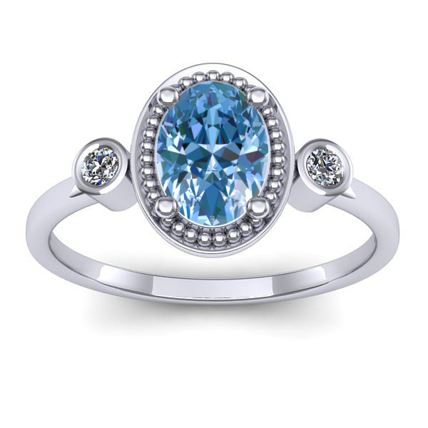 Inel cu diamant de laborator albastru oval