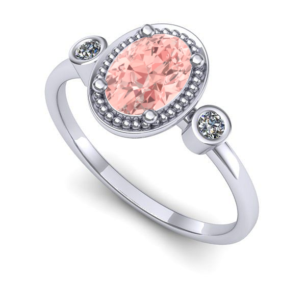 Inel logodna din aur alb cu diamant de laborator roz