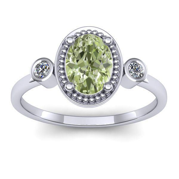 Inel de logodna cu diamant de laborator verde oval