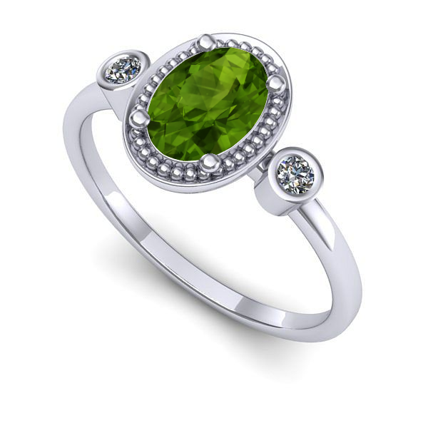 Inel de logodna din aur alb cu peridot