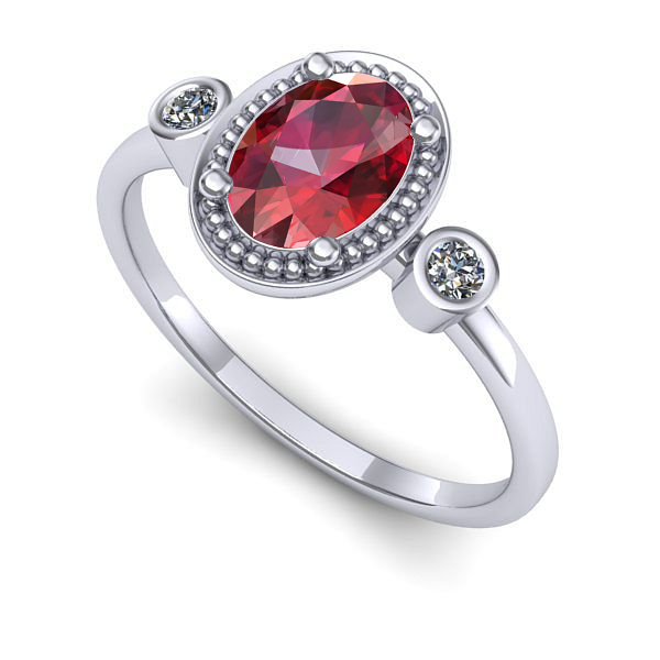 Inel de logodna din aur alb cu rubin
