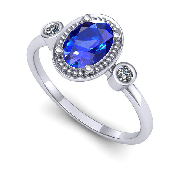 Inel de logodna din aur alb cu safir