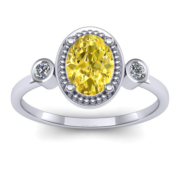Inel logodna cu safir galben oval