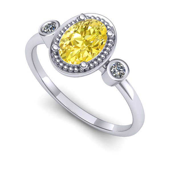 Inel din aur alb cu safir galben