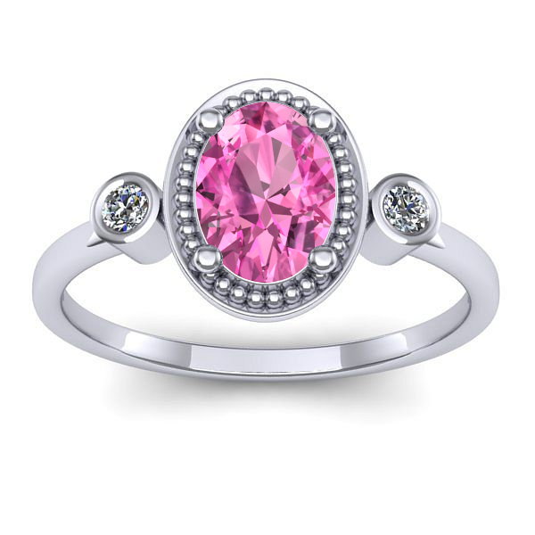 Inel cu safir roz oval