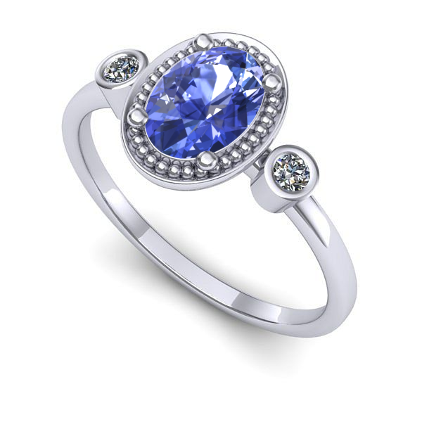 Inel logodna din aur alb cu tanzanit