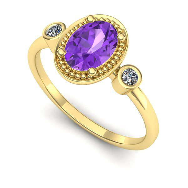 Inel din aur galben cu ametist