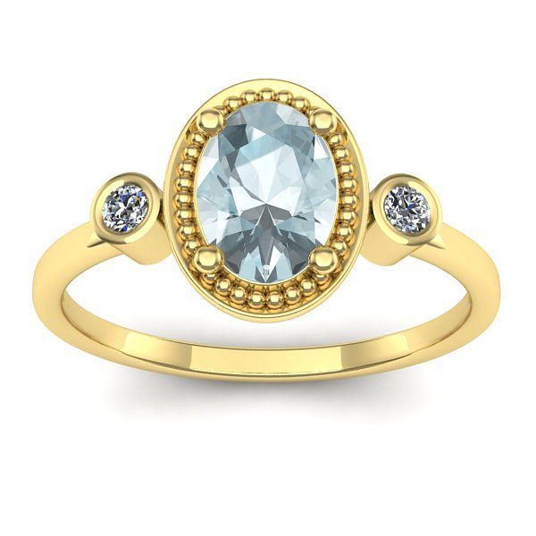 Inel de logodna cu aquamarin oval