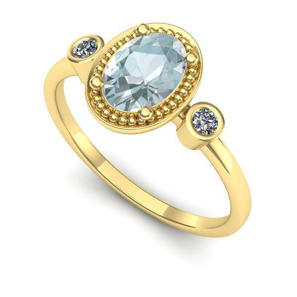 Inel din aur galben cu aquamarin