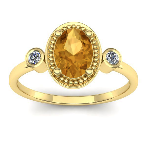 Inel cu citrin oval