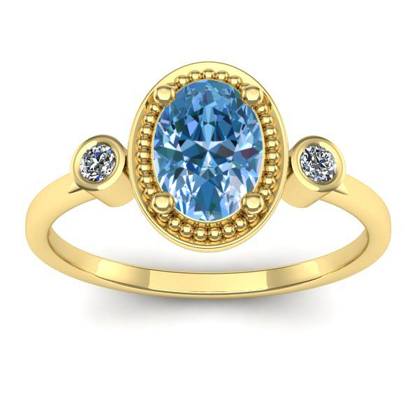 Inel de logodna cu diamant de laborator albastru oval