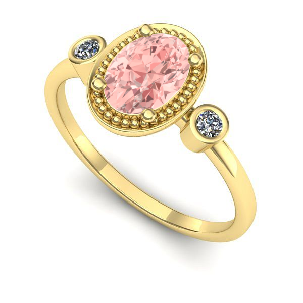 Inel logodna din aur galben cu diamant de laborator roz