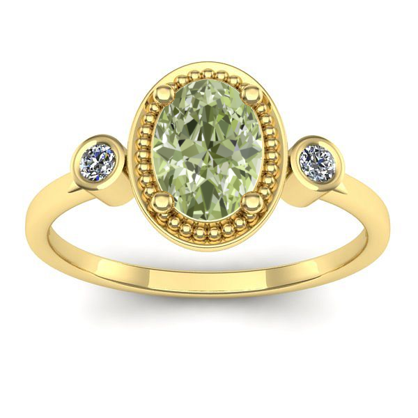 Inel cu diamant de laborator verde oval