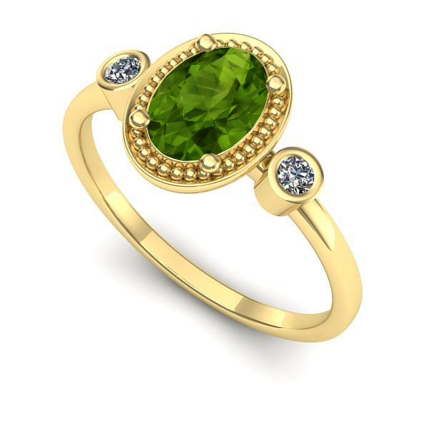 Inel de logodna din aur galben cu peridot