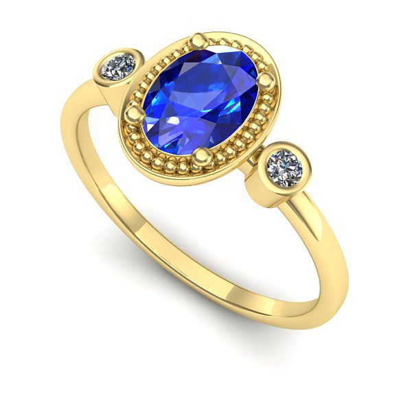 Inel de logodna din aur galben cu safir