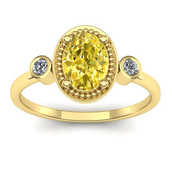Inel logodna cu safir galben oval