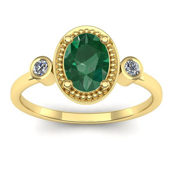 Inel cu smarald oval