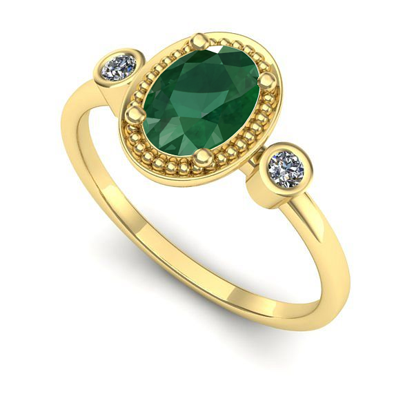 Inel de logodna din aur galben cu smarald