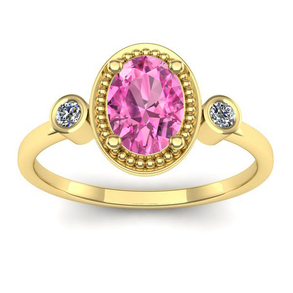 Inel de logodna cu safir roz oval