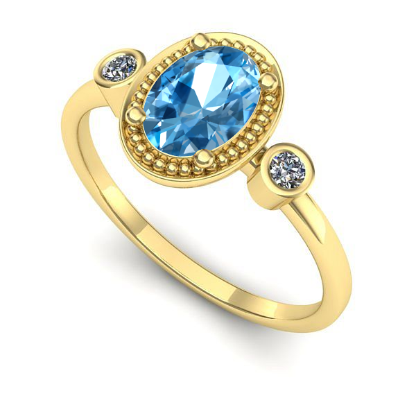 Inel logodna din aur galben cu topaz blue