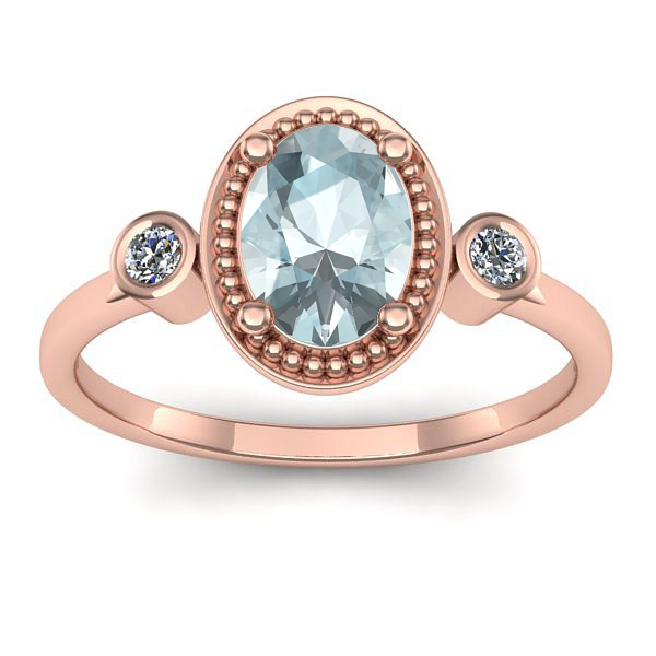Inel cu aquamarin oval