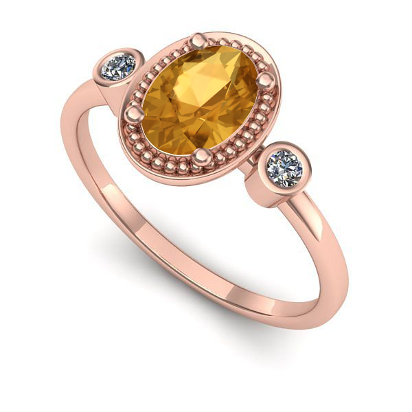 Inel de logodna din aur roz cu citrin