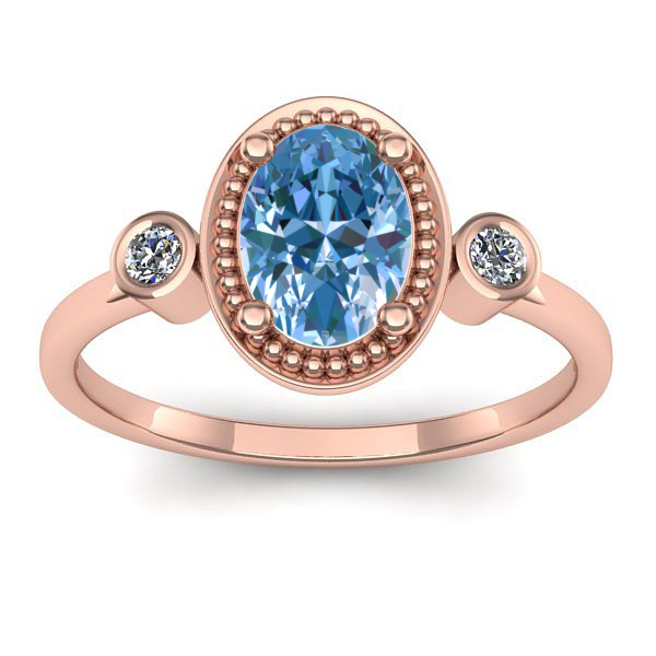 Inel cu diamant de laborator albastru oval
