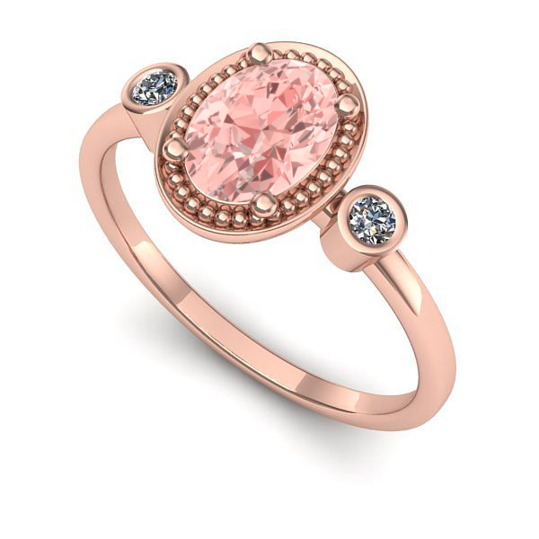Inel de logodna din aur roz cu diamant de laborator roz