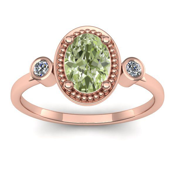 Inel logodna cu diamant de laborator verde oval