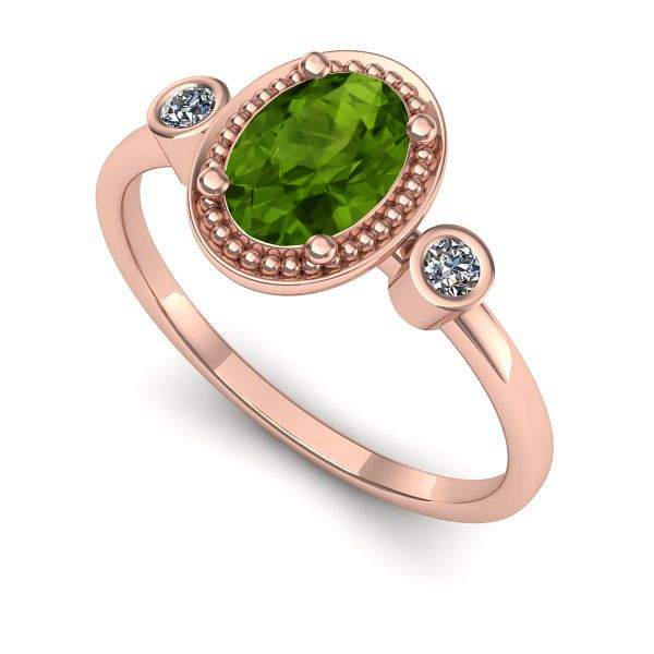 Inel din aur roz cu peridot