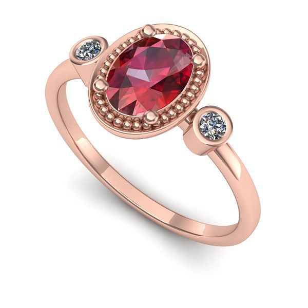 Inel de logodna din aur roz cu rubin