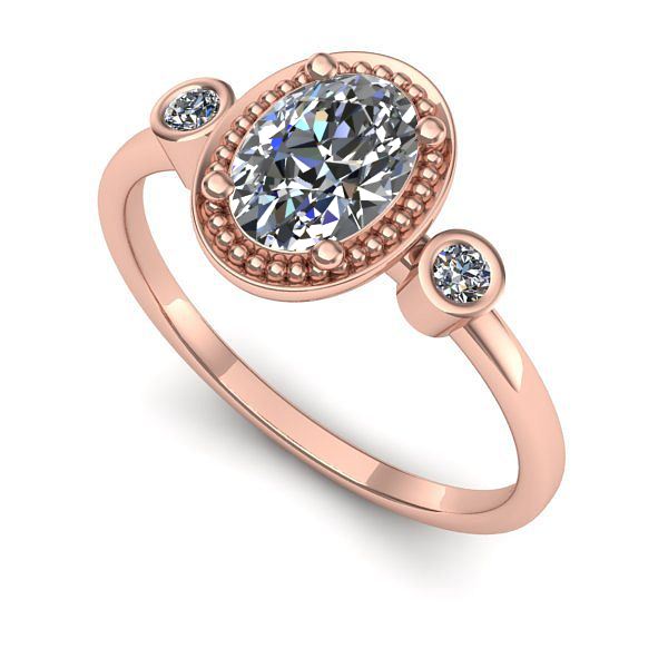 Inel din aur roz cu safir alb