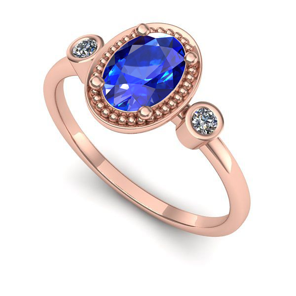 Inel din aur roz cu safir