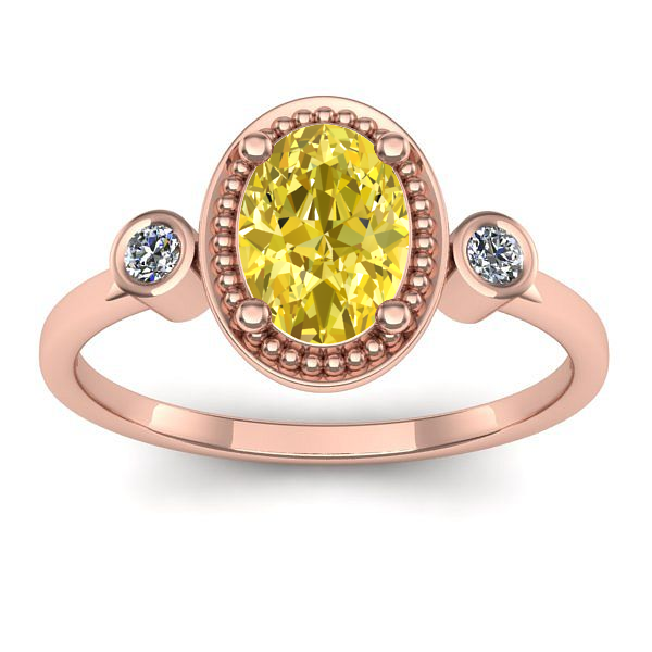 Inel de logodna cu safir galben oval