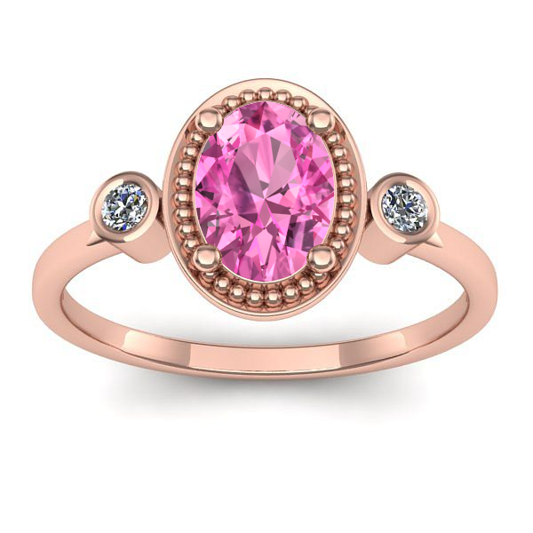 Inel cu safir roz oval