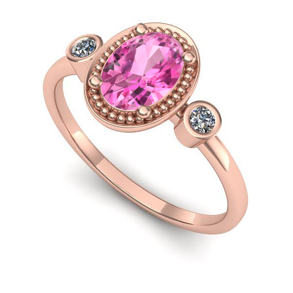 Inel logodna din aur roz cu safir roz