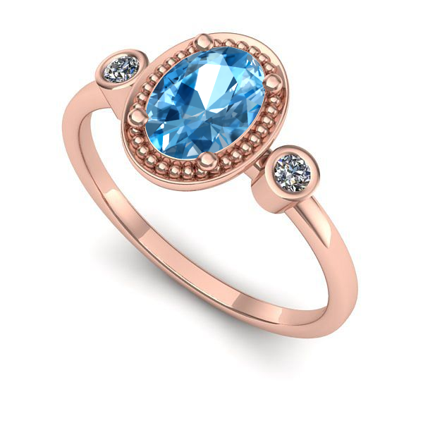 Inel din aur roz cu topaz blue