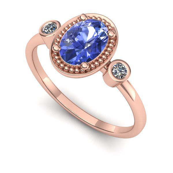 Inel din aur roz cu tanzanit