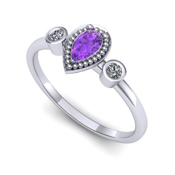 Inel logodna din aur alb cu ametist