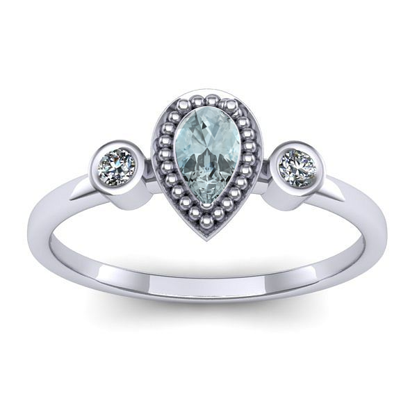 Inel logodna cu aquamarin lacrima