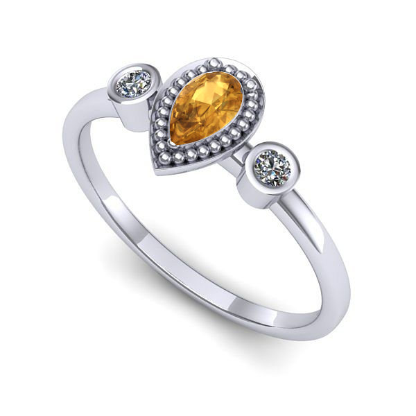 Inel din aur alb cu citrin