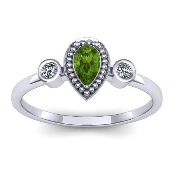 Inel logodna cu peridot lacrima